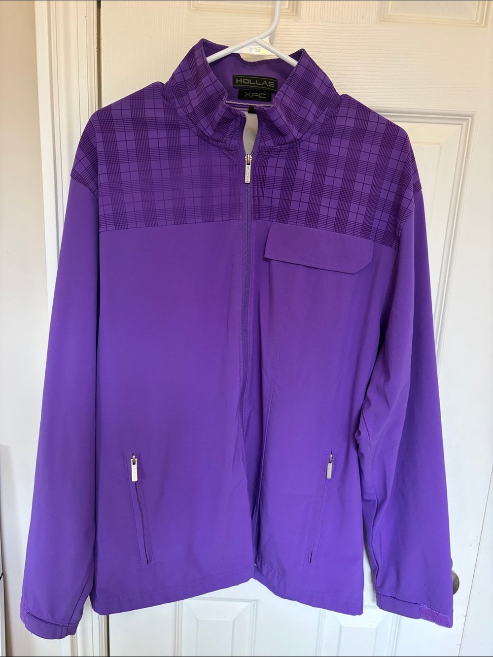 Purple Women’s Utility Jacket with Plaid Yoke
